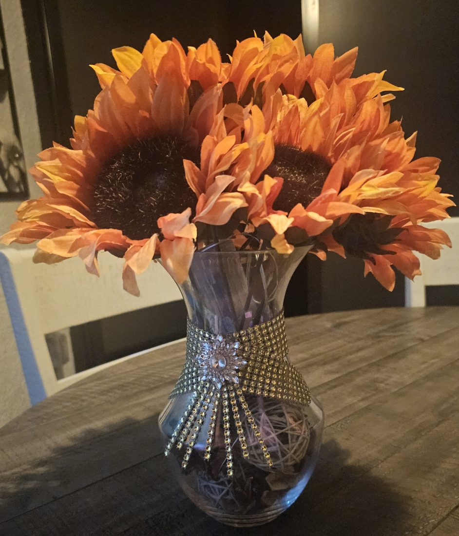 Golden Hour, a handmade lit floral arrangement